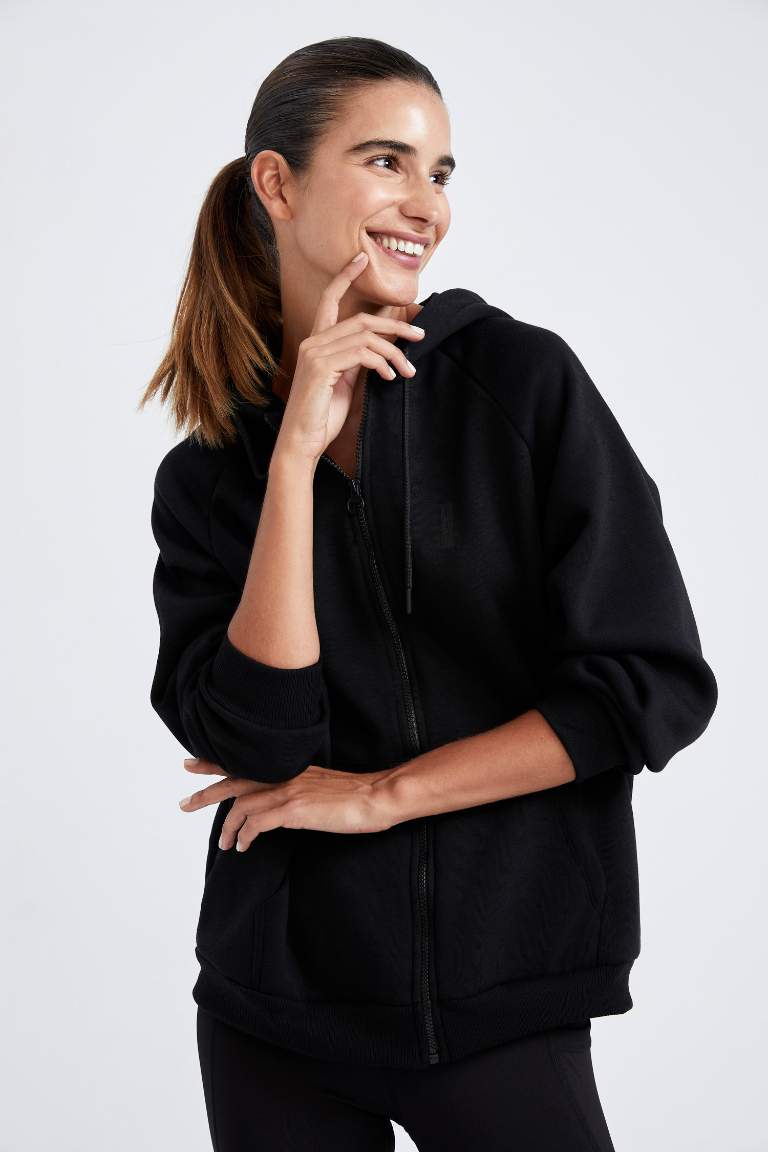 DeFactoFit Oversize Fit Kapüşonlu  Sweatshirt Hırka