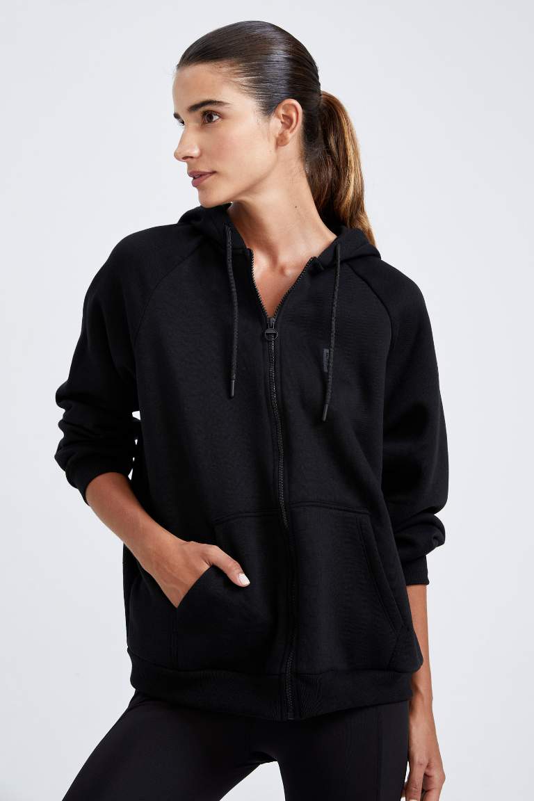 DeFactoFit Oversize Fit Kapüşonlu  Sweatshirt Hırka