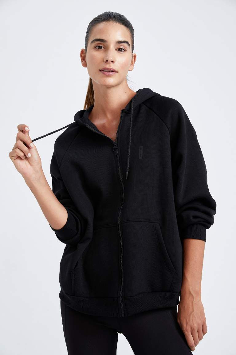 DeFactoFit Oversize Fit Kapüşonlu  Sweatshirt Hırka
