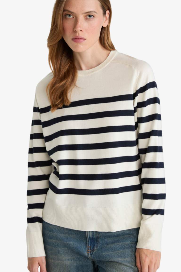 Regular Fit Crew Neck Striped Pullover