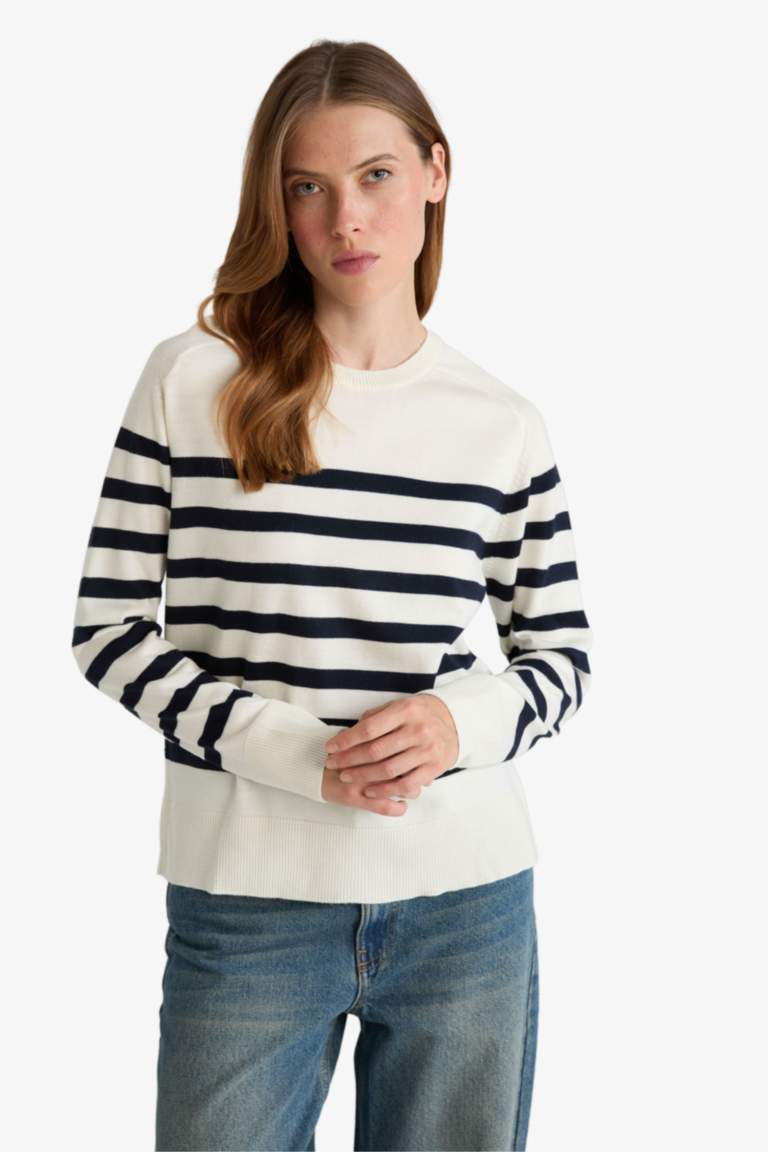Regular Fit Crew Neck Striped Pullover