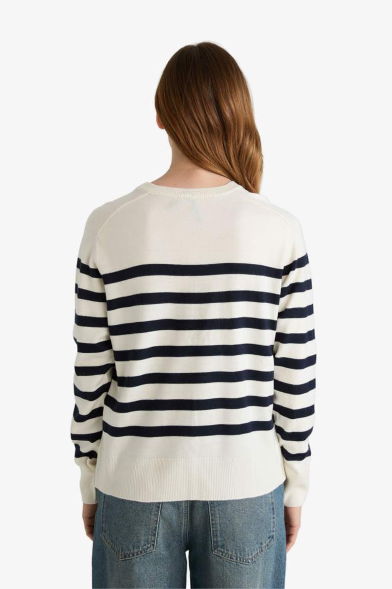 Regular Fit Crew Neck Striped Pullover