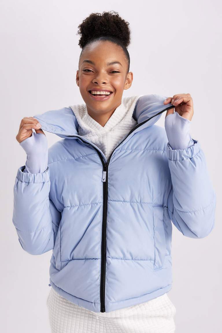DeFactoFit Waterproof Stand Collar Zippered Pocket Puffer Jacket