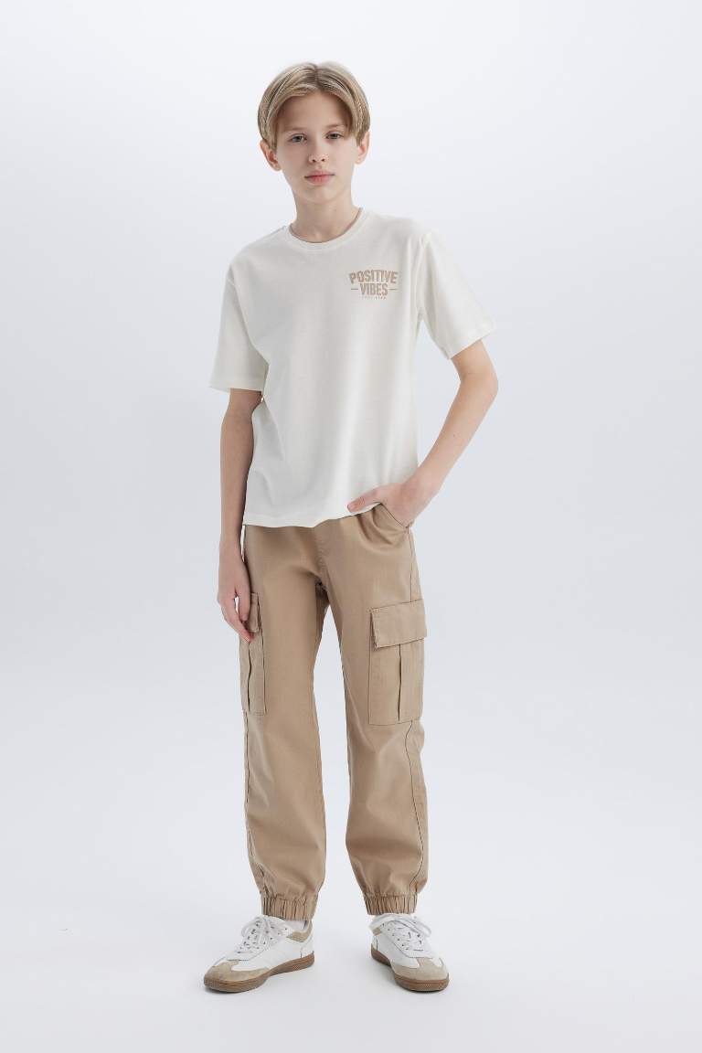 Pantalon cargo jogger en gabardine droit pour garçon