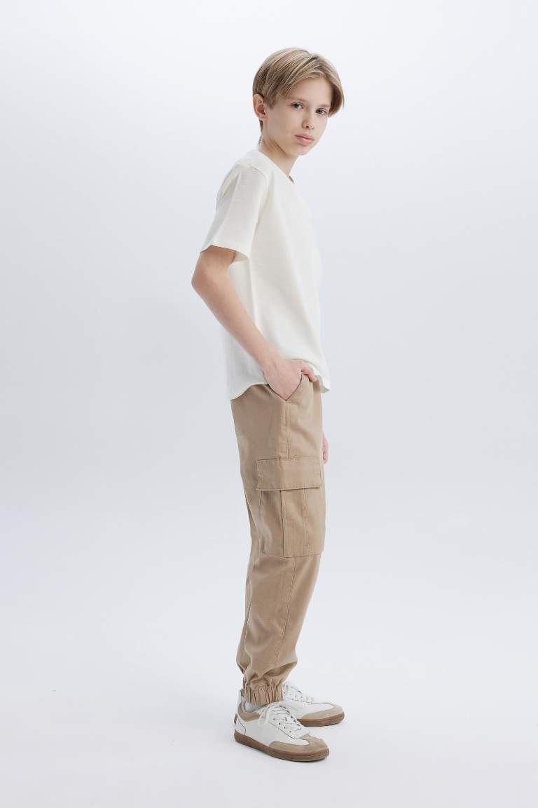 Pantalon cargo jogger en gabardine droit pour garçon