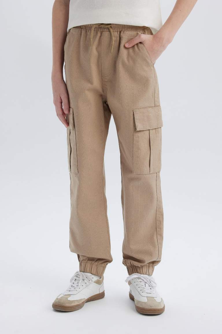 Pantalon cargo jogger en gabardine droit pour garçon