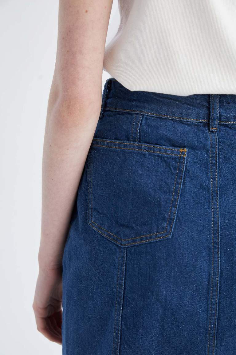 Regular Fit %100 Pamuk Jean Mini Etek