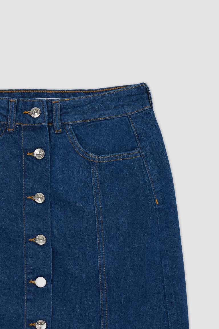 Regular Fit %100 Pamuk Jean Mini Etek