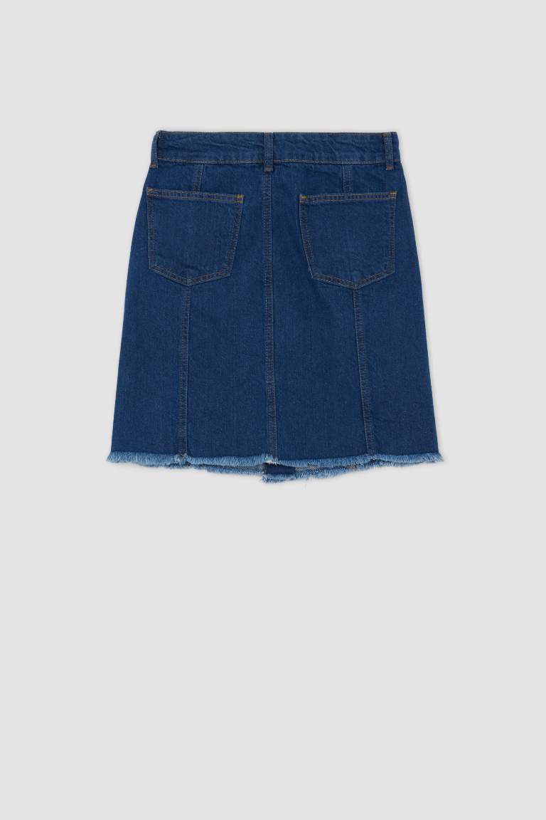 Regular Fit %100 Pamuk Jean Mini Etek