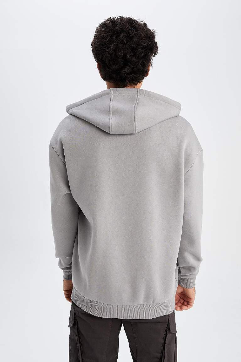 Grey MAN Boxy Fit Hooded Soft Fluffy Cardigan 2723268 | DeFacto