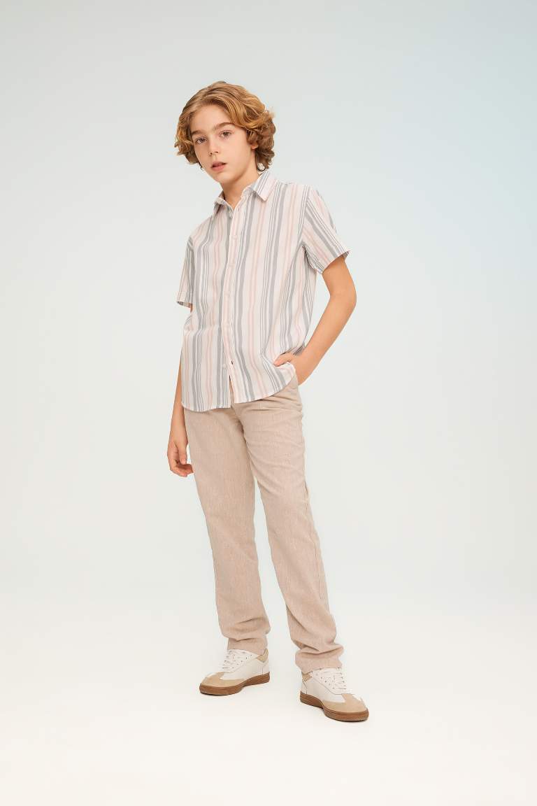 Boy Regular Fit Standard Leg Linen Look Trousers