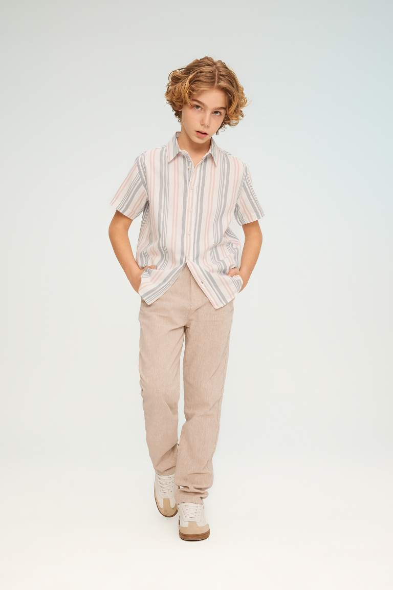 Boy Regular Fit Standard Leg Linen Look Trousers