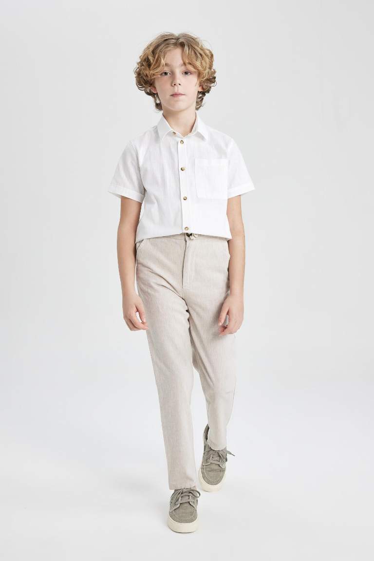 Boy Regular Fit Standard Leg Linen Look Trousers