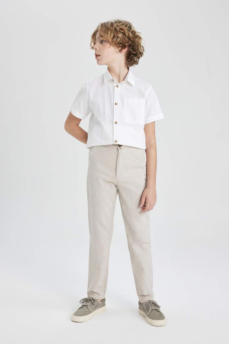 Boy Regular Fit Standard Leg Linen Look Trousers