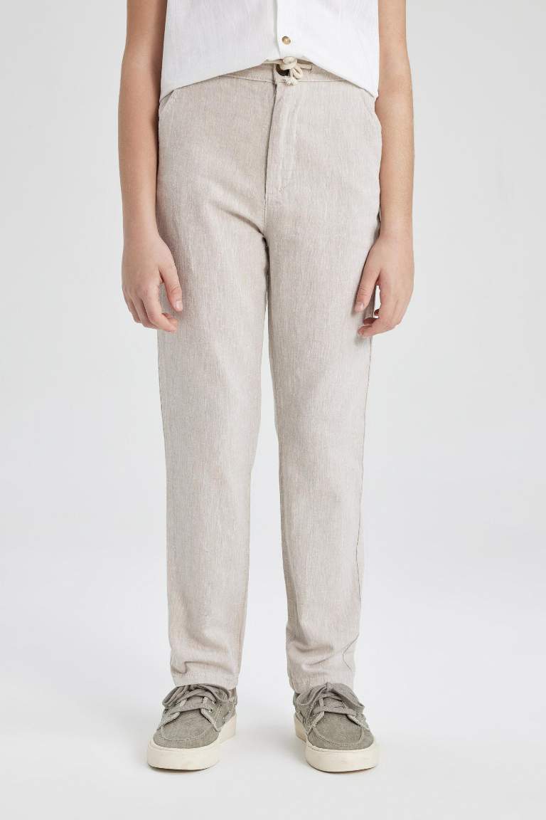 Boy Regular Fit Standard Leg Linen Look Trousers