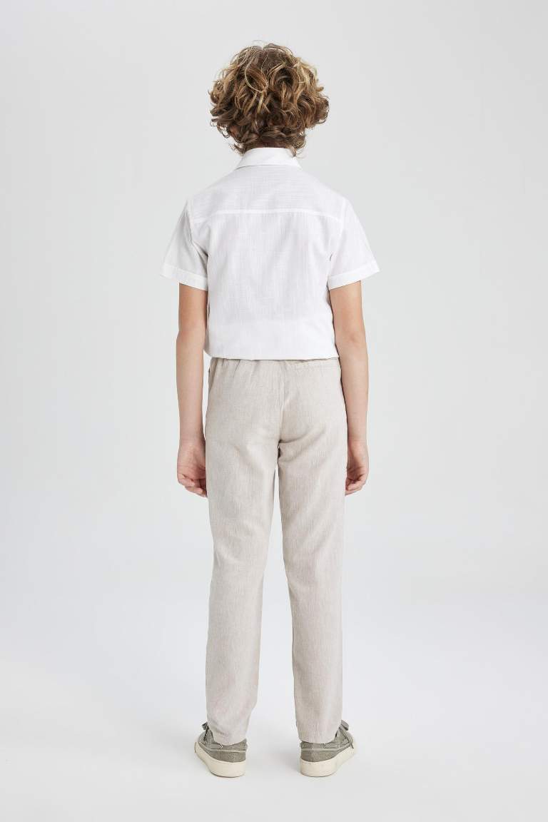 Boy Regular Fit Standard Leg Linen Look Trousers