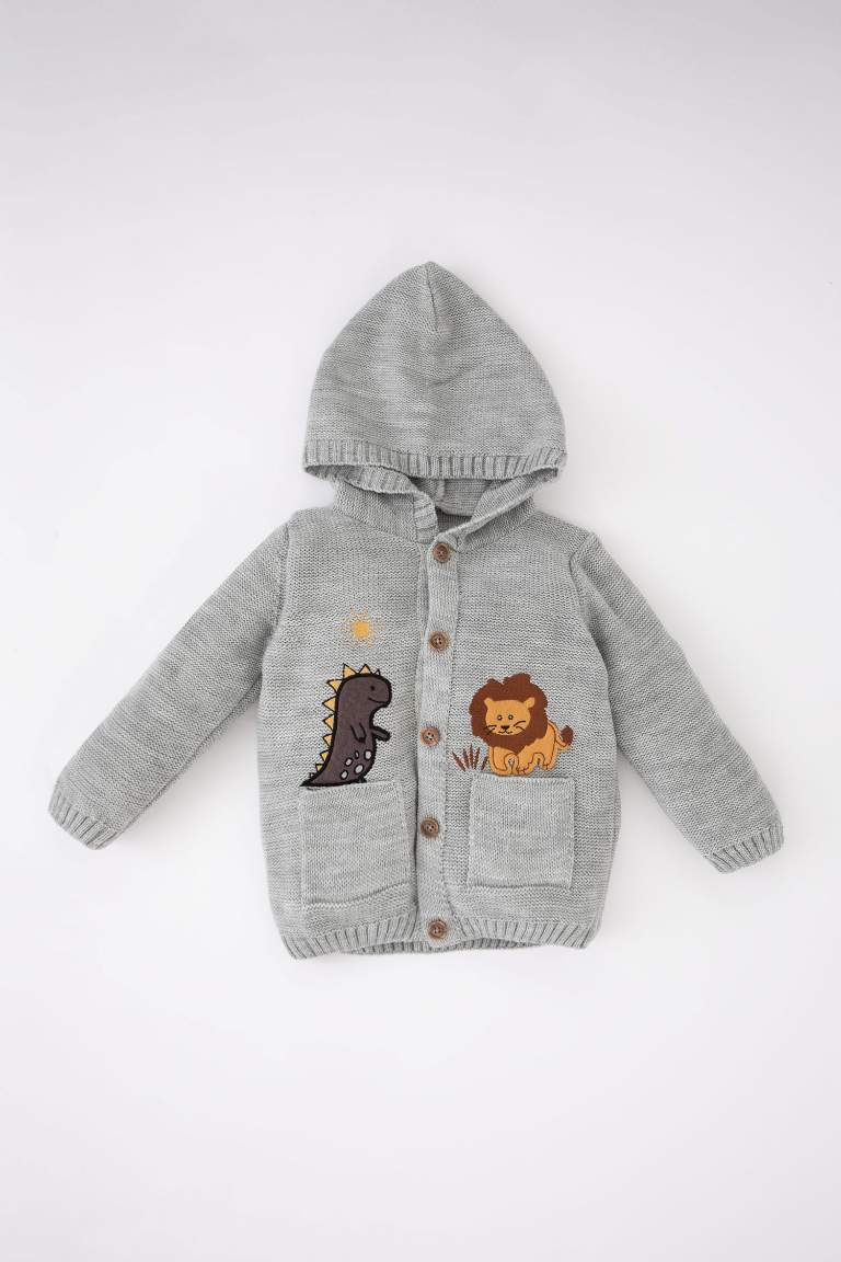 Baby Boy 3D Hooded Knitwear Cardigan