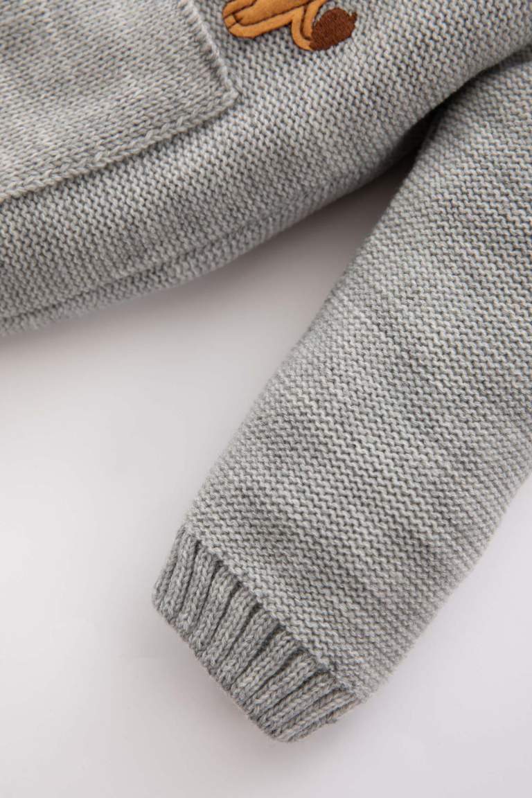 Baby Boy 3D Hooded Knitwear Cardigan