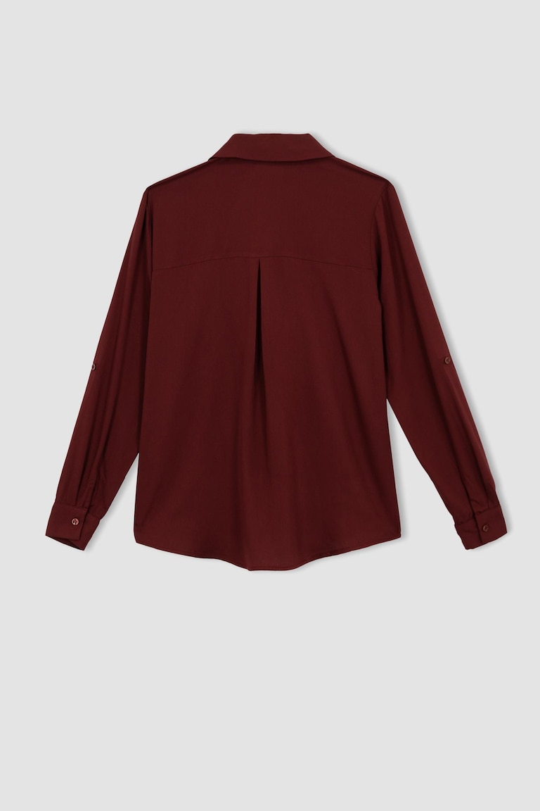 Chemisier Bordeaux Effet Wrap Esprit - Taille 44, Neuf Avec étiquettes, Style Enveloppant