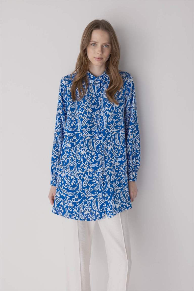 Regular Fit Etnik Desenli Viskon Gömlek Tunik