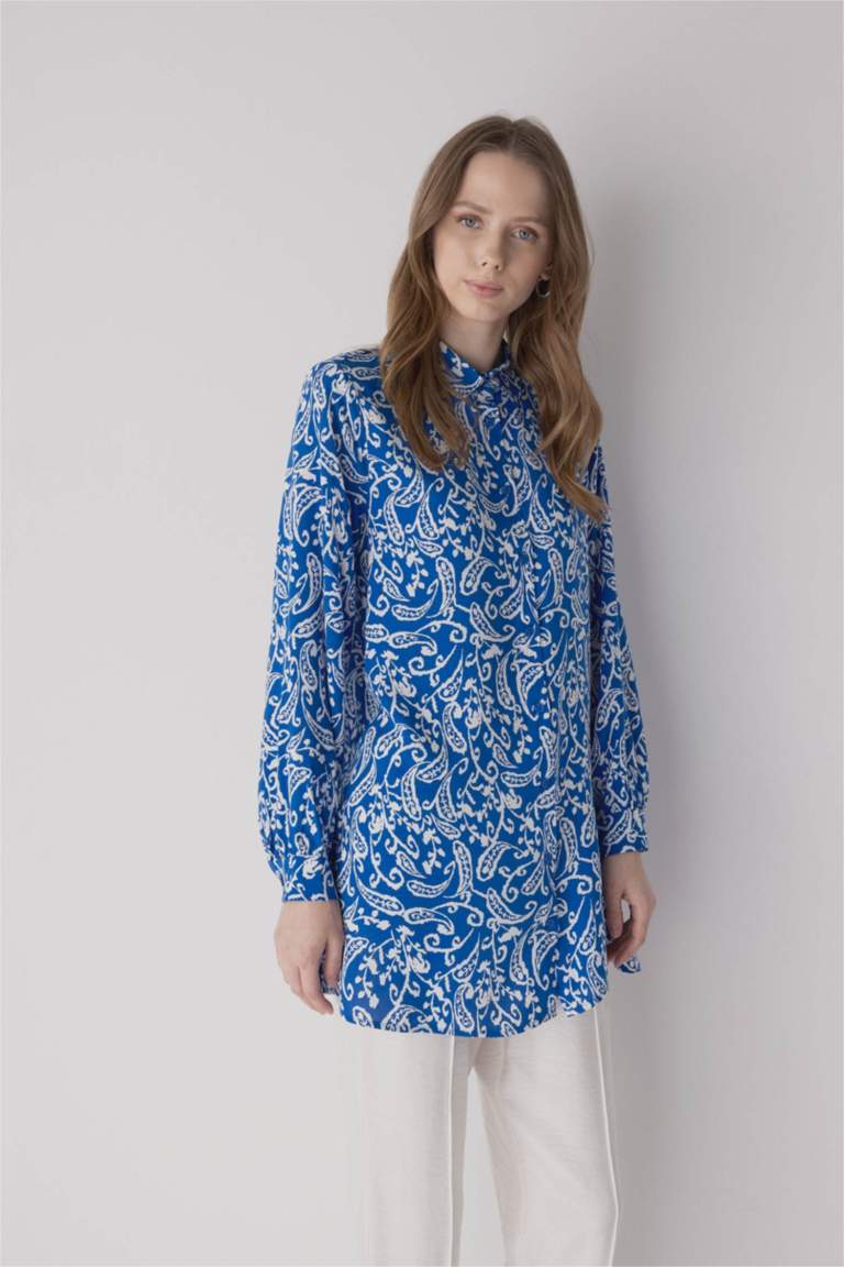 Regular Fit Etnik Desenli Viskon Gömlek Tunik