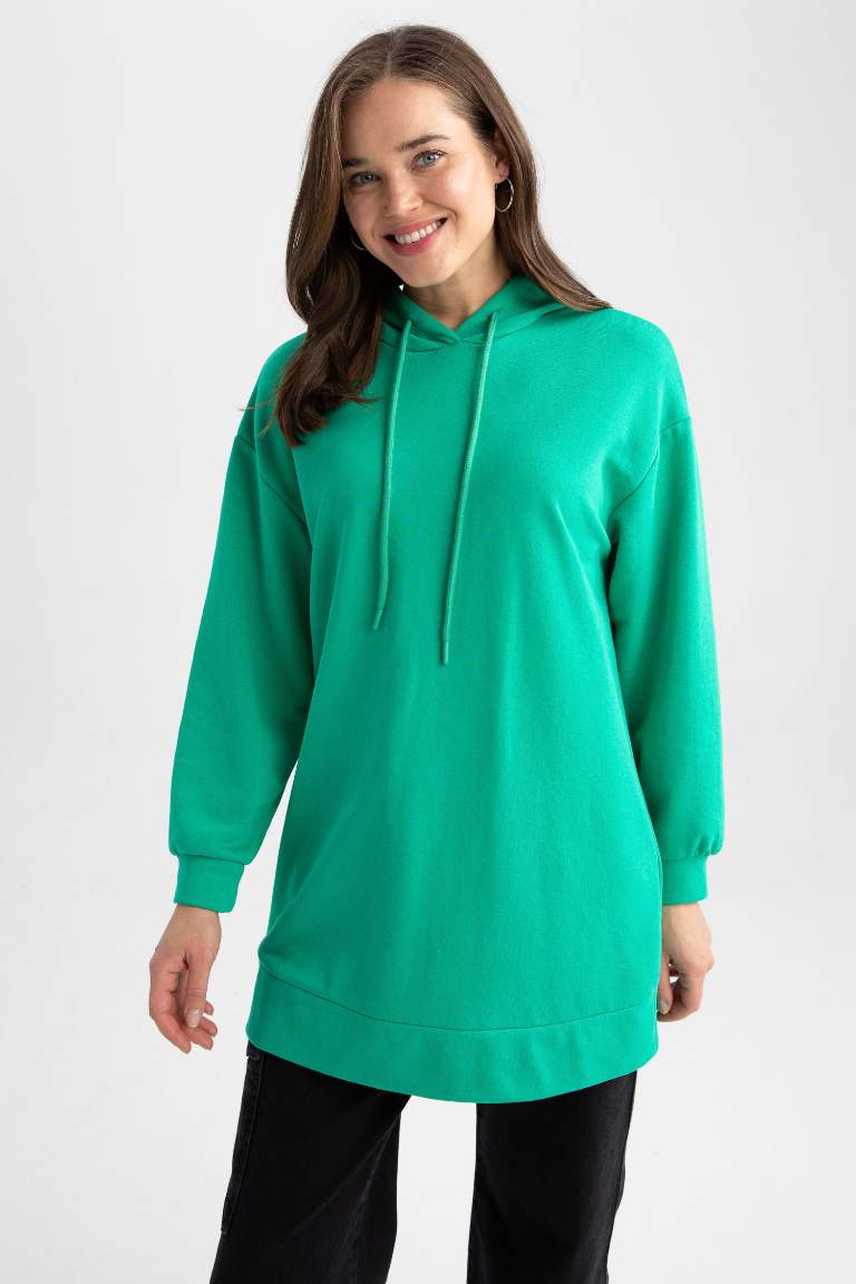 Relax Fit Hooded Sweatshirt Tunic