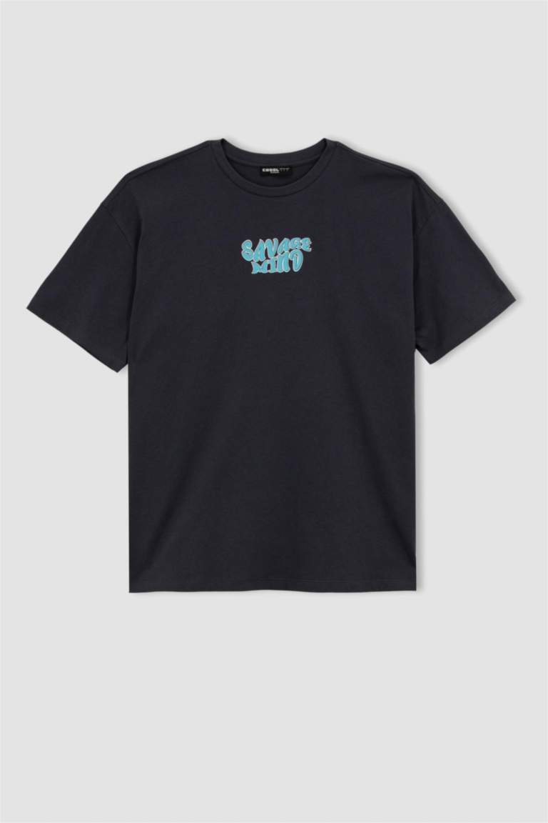 Coool Oversize Fit Bisiklet Yaka Sırt Baskılı Kısa Kollu %100 Pamuk Tişört