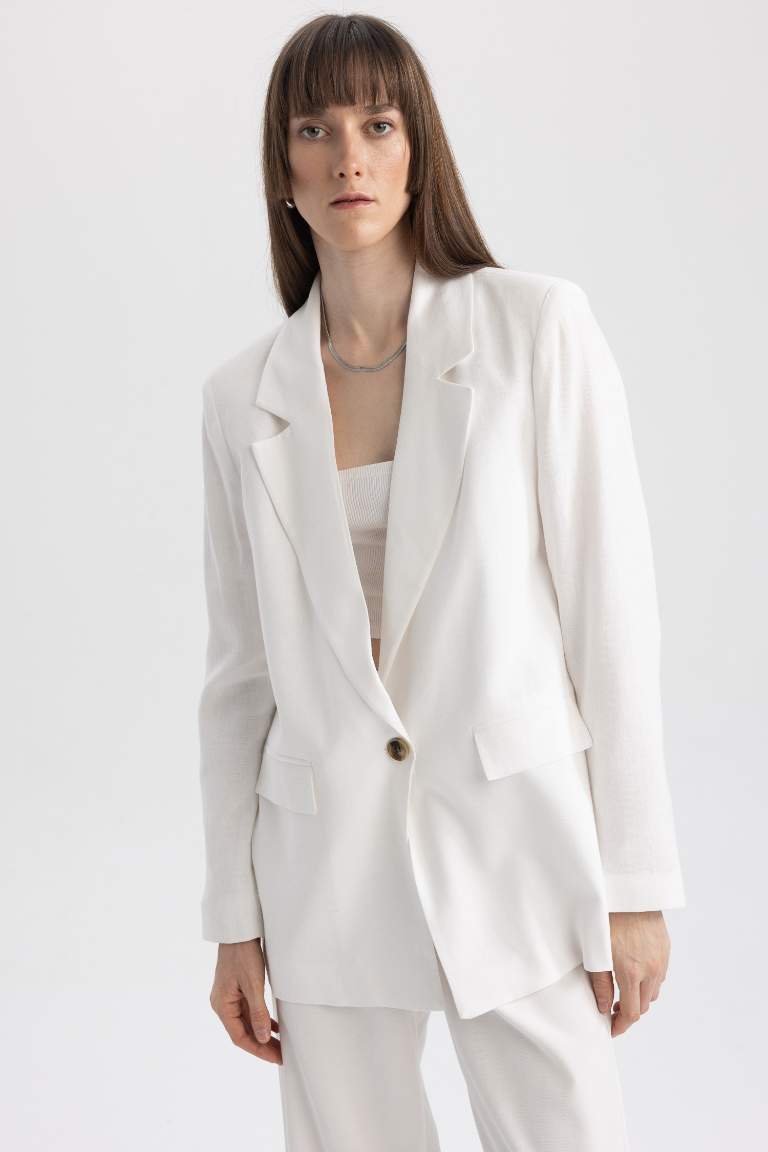 Oversize Fit Linen Blend Blazer