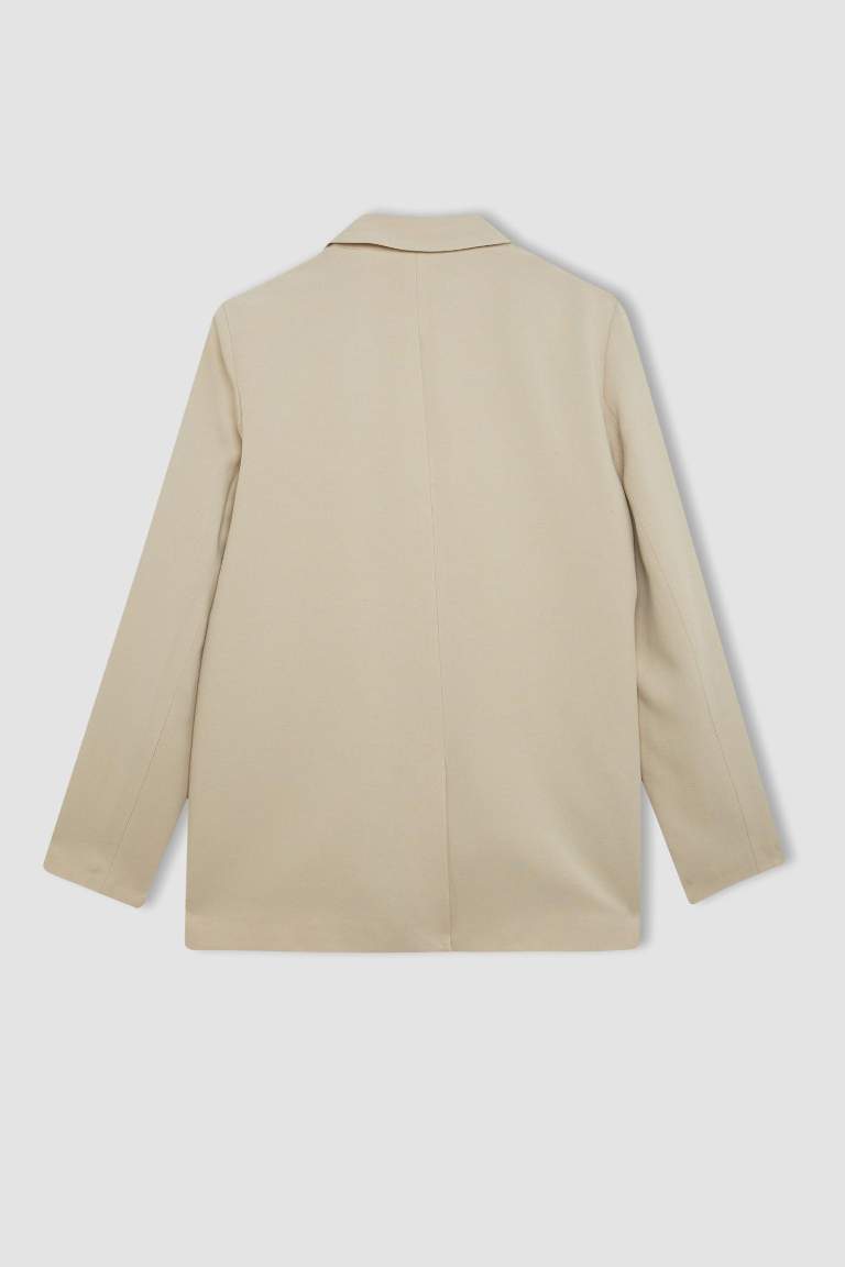 Oversize Fit Linen Blend Blazer Jacket