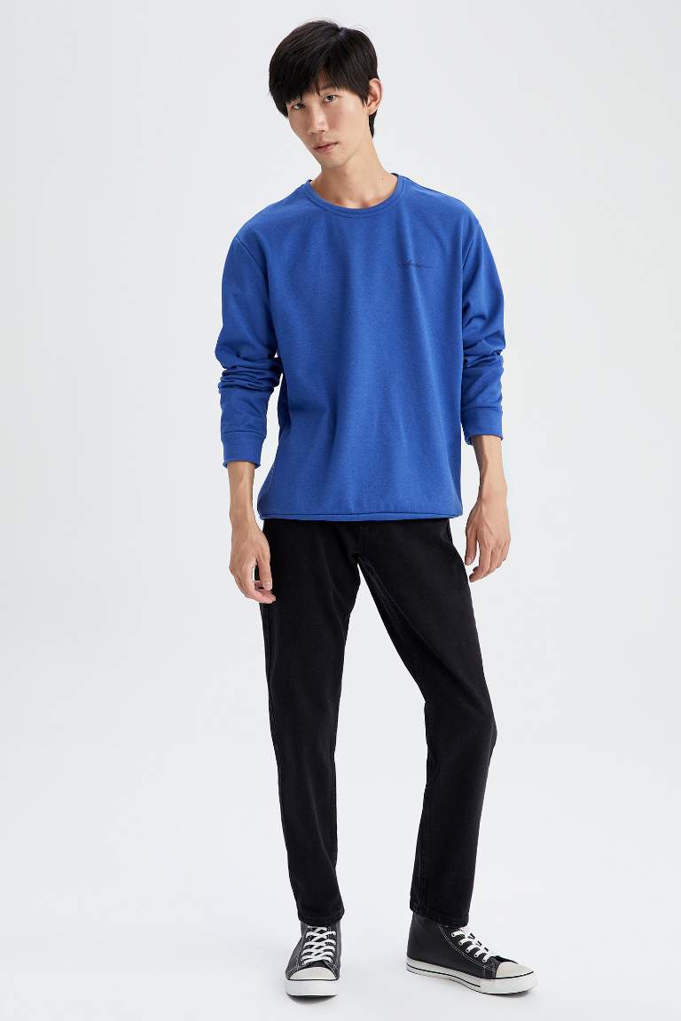 Regular Fit Slogan Long Sleeve Sweatshirt