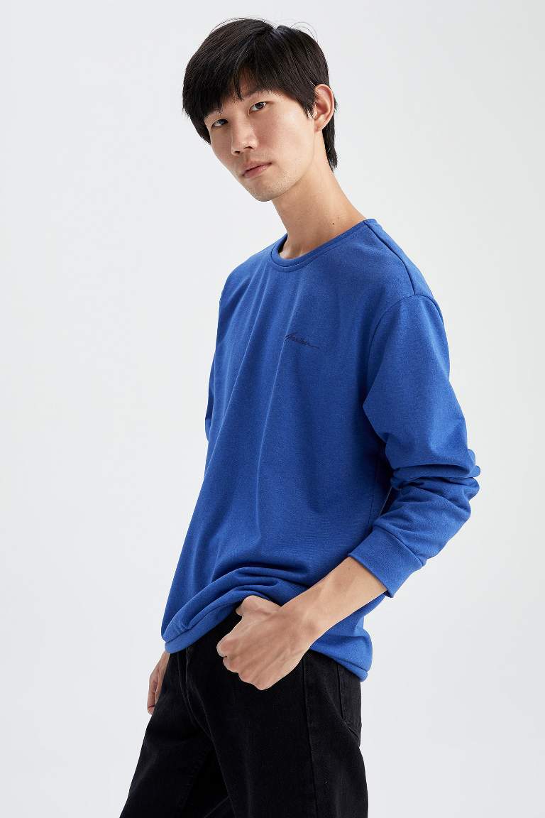 Regular Fit Slogan Long Sleeve Sweatshirt
