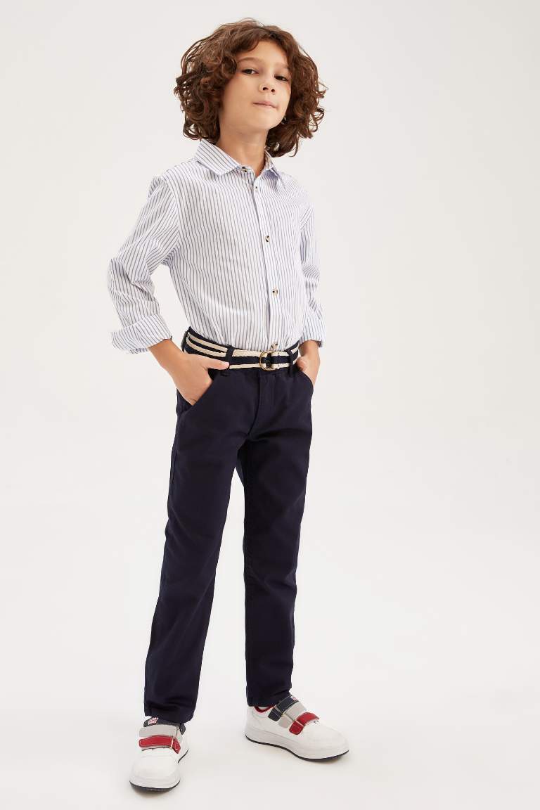 Navy BOYS & TEENS Boy Chino Pants with Belt Gift 2721800 | DeFacto