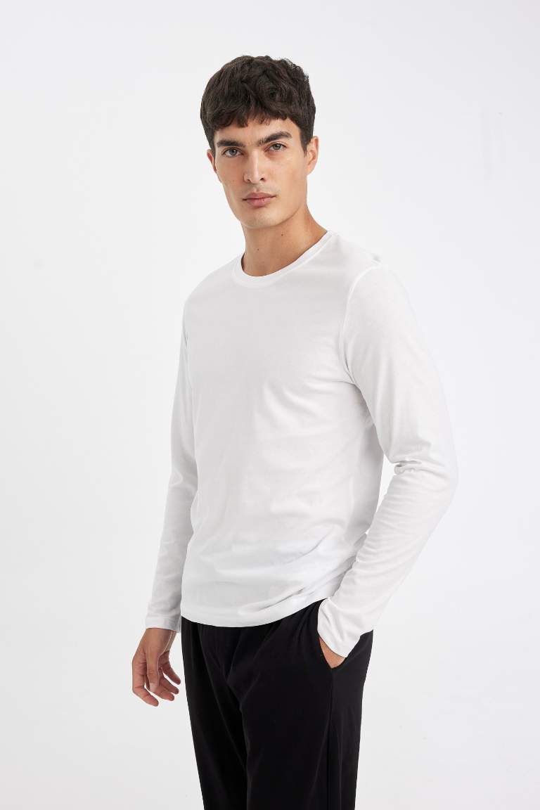 Slim Fit Crew Neck Basic Pajama Top