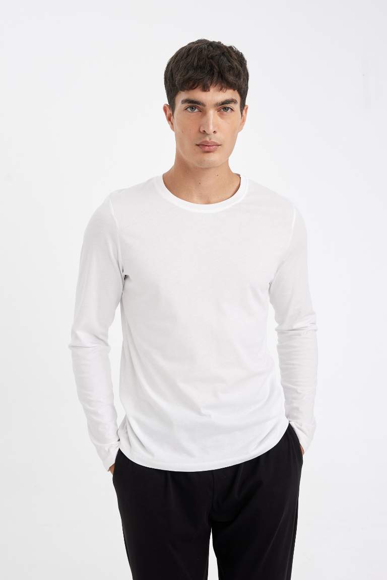 Slim Fit Crew Neck Basic Pajama Top