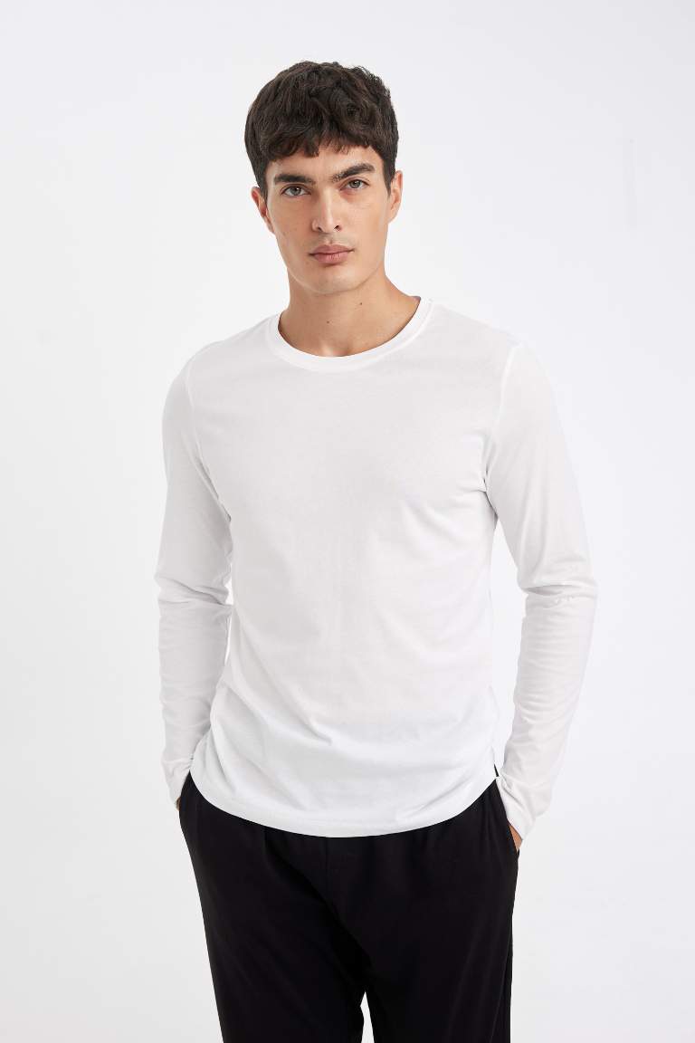 Slim Fit Crew Neck Basic Pajama Top