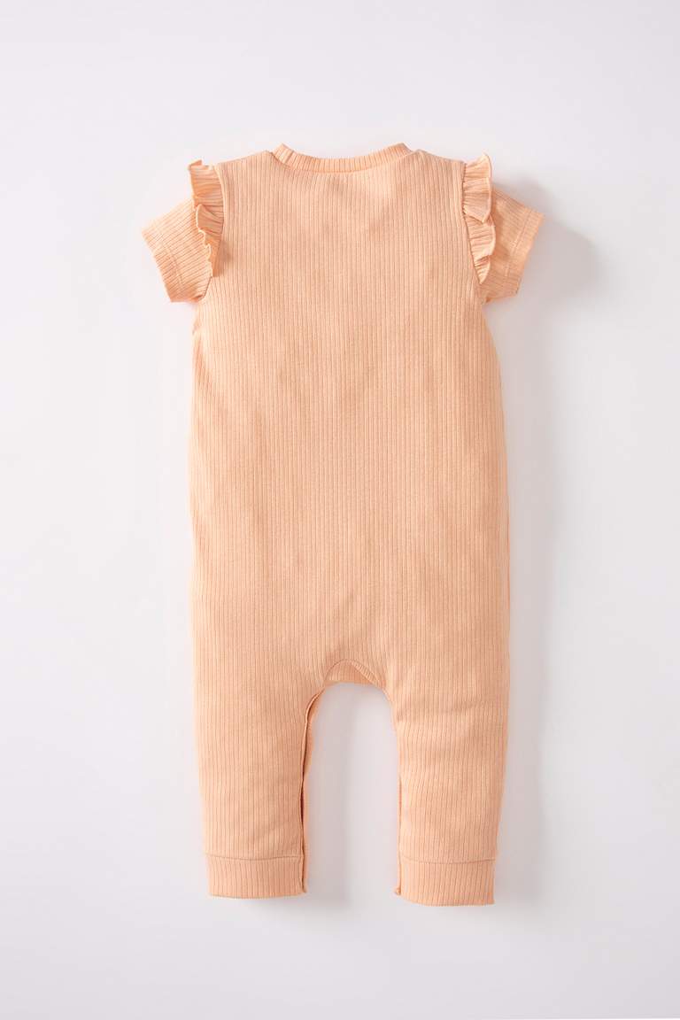 Baby Girl Newborn Animal Patterned Corduroy Camisole Jumpsuit