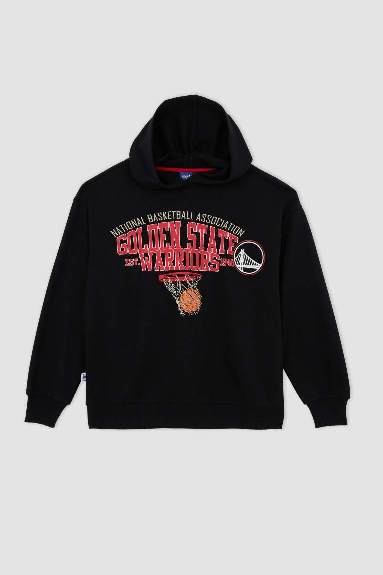 DeFactoFit NBA Golden State Warriors Oversize Kapüşonlu Sweatshirt