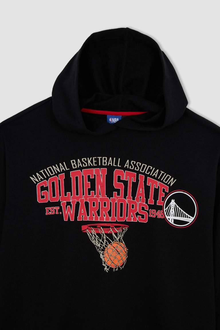 DeFactoFit NBA Golden State Warriors Oversize Kapüşonlu Sweatshirt