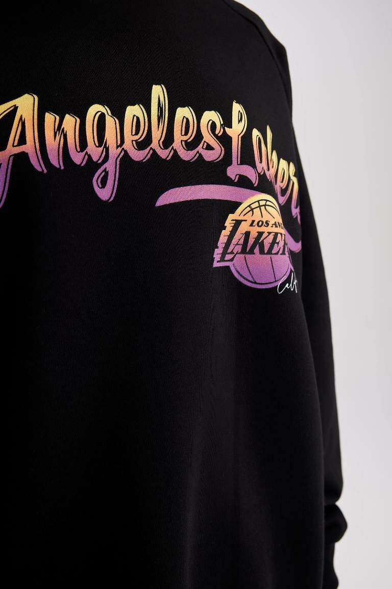 Defacto Fit Nba Los Angeles Lakers Sweat-Shirt Oversize À Col Ras Du Cou Sous Licence