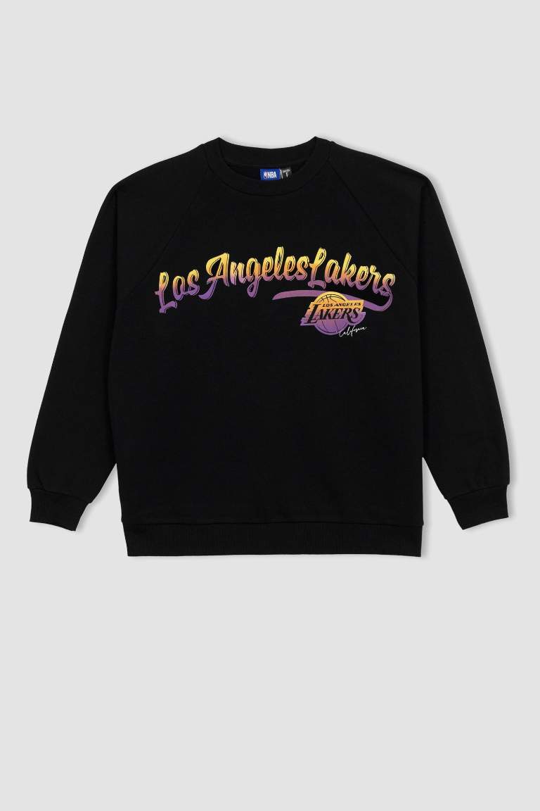 Defacto Fit Nba Los Angeles Lakers Sweat-Shirt Oversize À Col Ras Du Cou Sous Licence