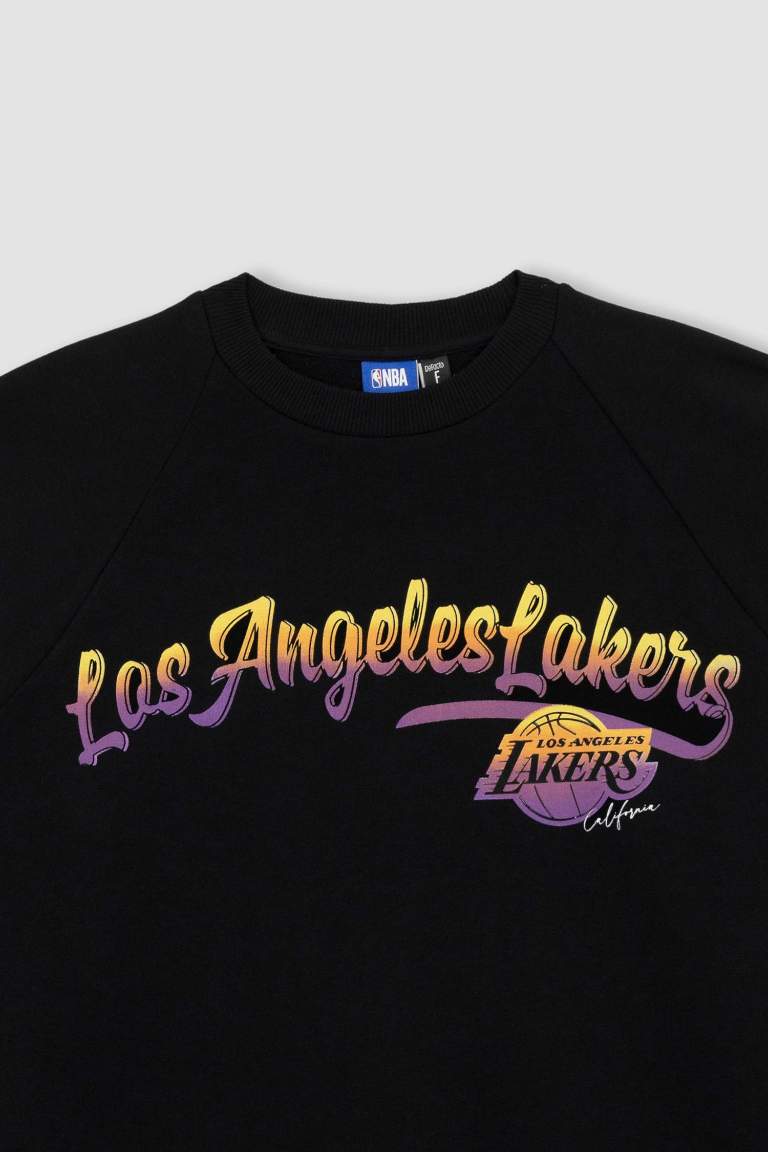 Defacto Fit NBA Los Angeles Lakers Oversize Fit Crew Neck Sweatshirt