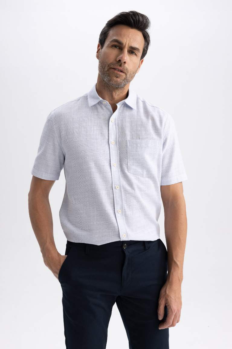 Chemise à manches courtes en coton à Coupe Régulière