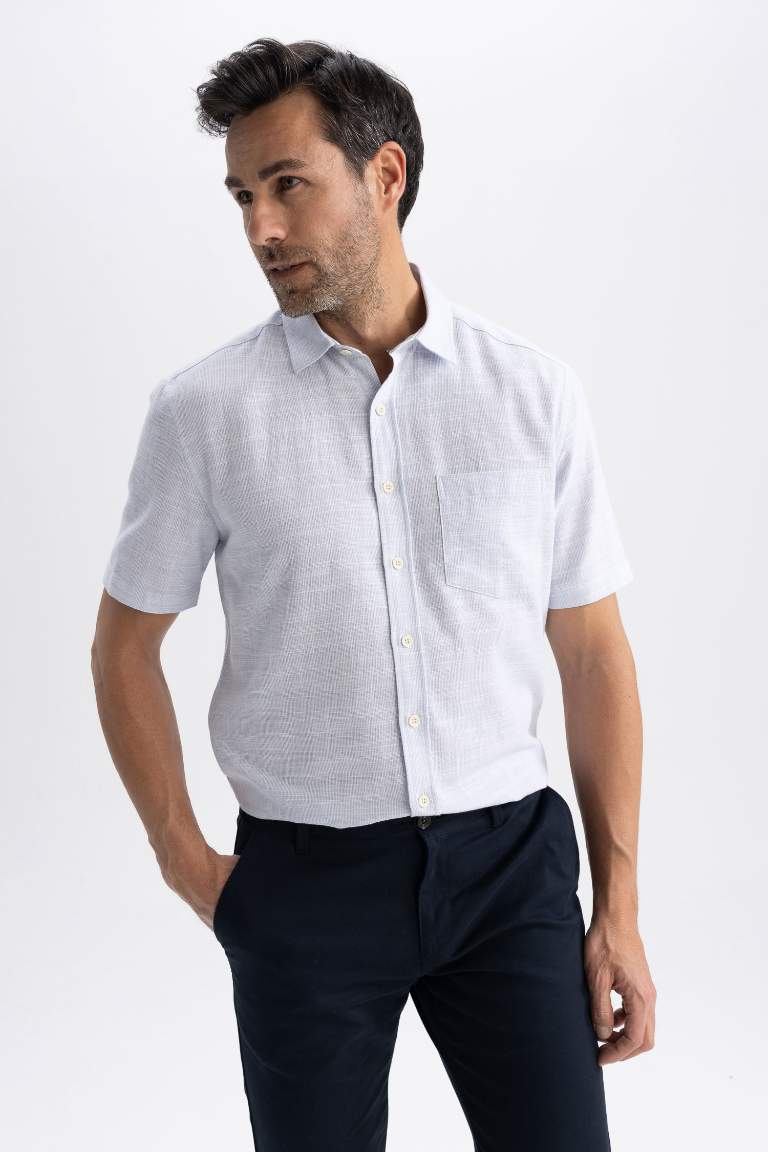 Chemise à manches courtes en coton à Coupe Régulière