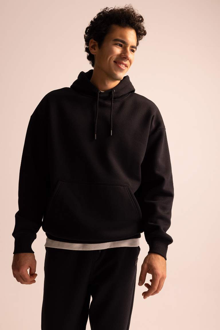 Oversize Fit Kapüşonlu Basic Sweatshirt