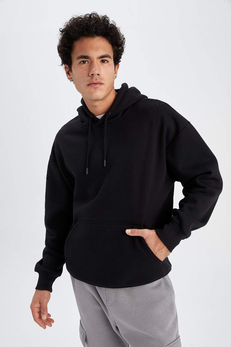 Oversize Fit Kapüşonlu Basic Sweatshirt