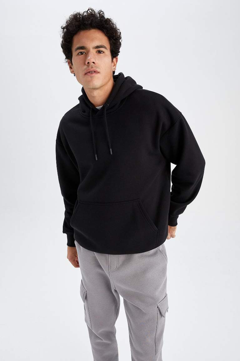Oversize Fit Kapüşonlu Basic Sweatshirt