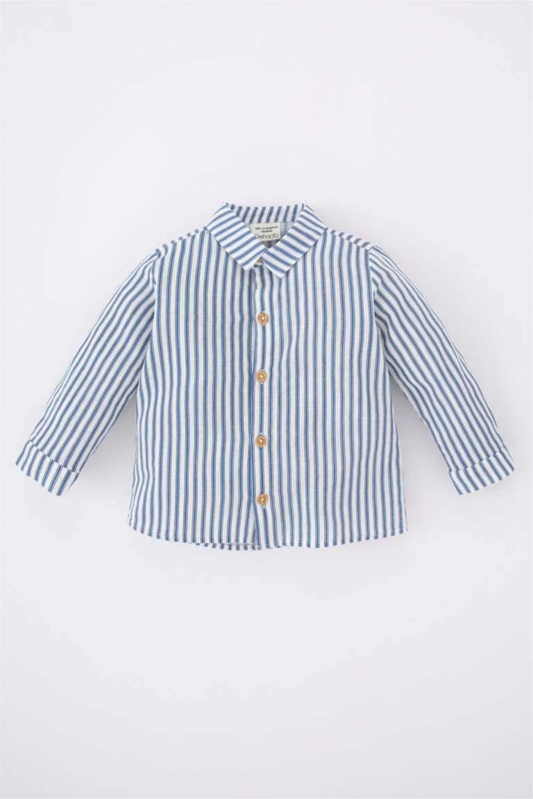 Blue BABY BOY Baby Boy Shirt Collar Long Sleeve Shirt 2730181 DeFacto