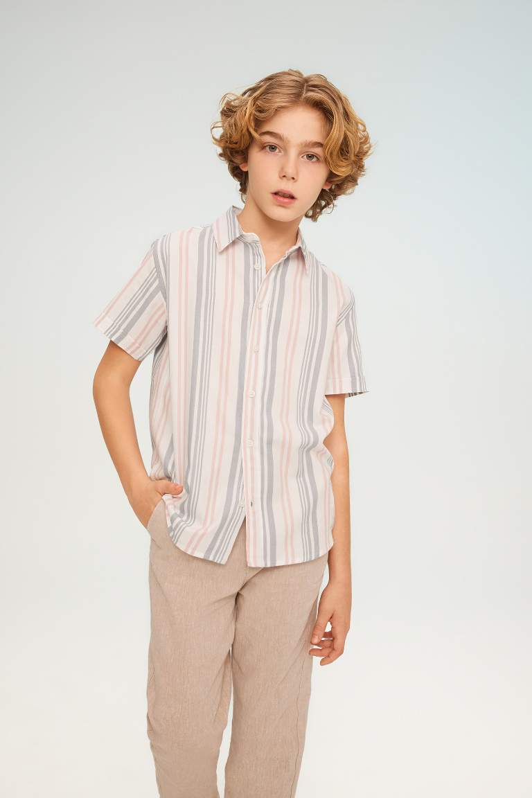 Chemise à manches courtes à col polo en twill pour garçon