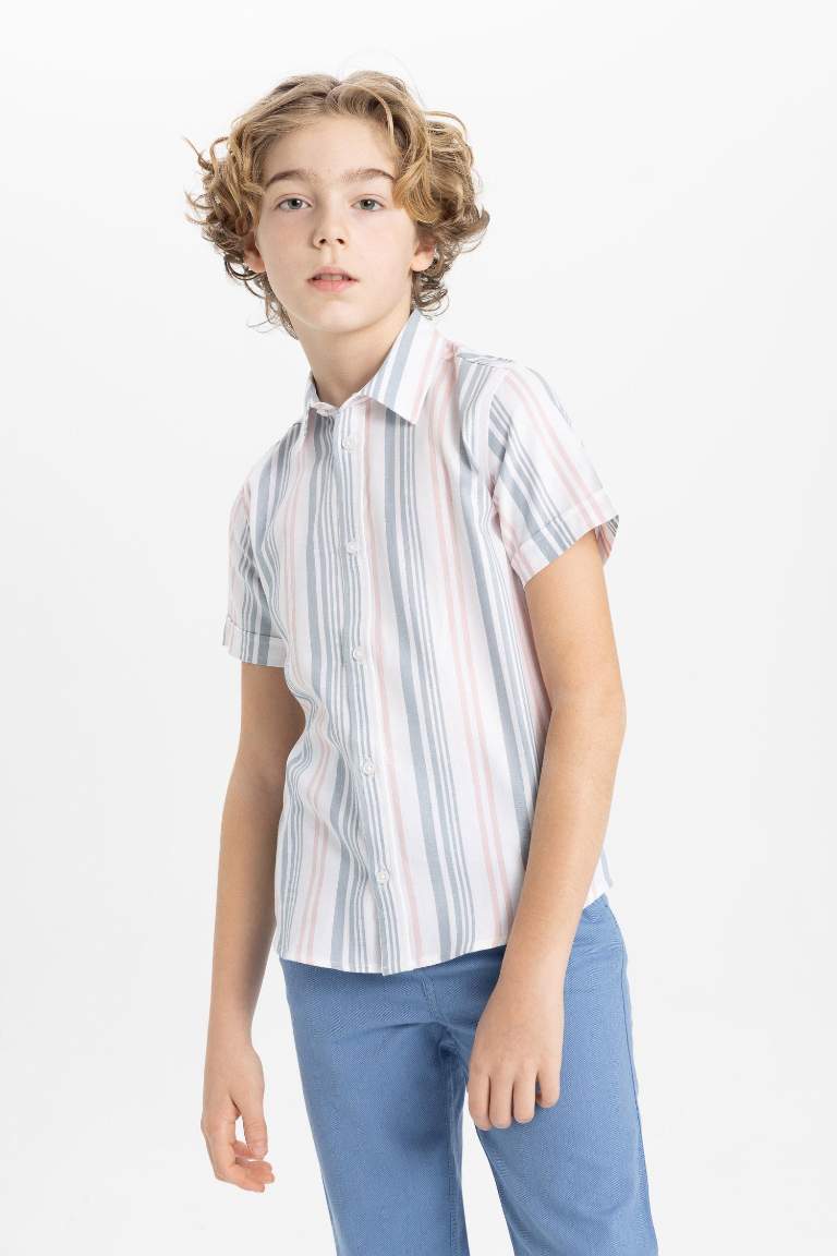 Chemise à manches courtes à col polo en twill pour garçon