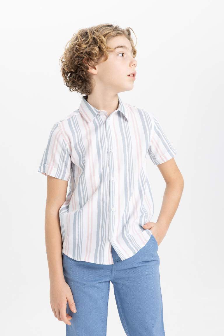 Chemise à manches courtes à col polo en twill pour garçon